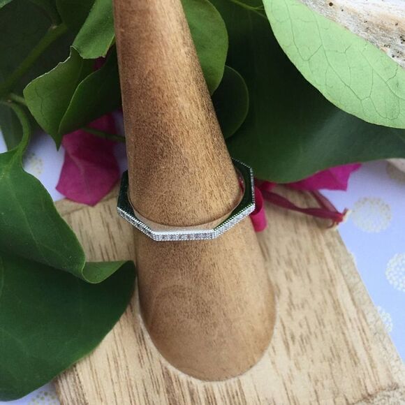 Sterling Silver Octagon CZ Ring Sizes 8,9,11 - Picture 4 of 7